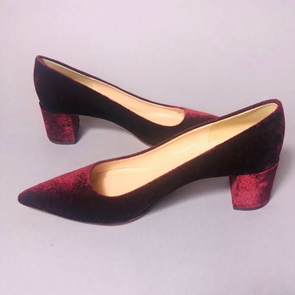 Authentic J.Crew Red Dark Avery Velvet Pumps - Picture 4 of 8